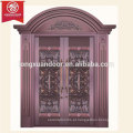 Porta de bronze comercial ou residencial, porta de entrada frontal dupla, porta de cobre superior em arco